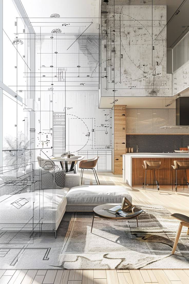 Intérieur réalisé se fondant dans son dessin d’architecte
