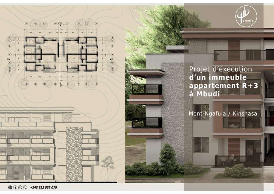 Projet immeuble appartement R+3 à Mbudi